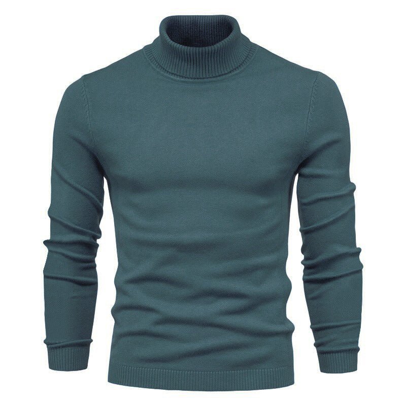 Men's Solid Color Slim Pullover Turtleneck Sweater Winter Casual Tops Clothing - Weriion