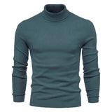 Men's Solid Color Slim Pullover Turtleneck Sweater Winter Casual Tops Clothing - Weriion