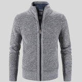 Men's Solid Color Stand Collar Cardigan Sweater - Weriion