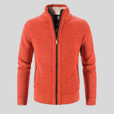 Men's Solid Color Stand Collar Cardigan Sweater - Weriion