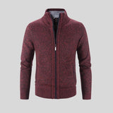 Men's Solid Color Stand Collar Cardigan Sweater - Weriion