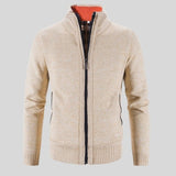 Men's Solid Color Stand Collar Cardigan Sweater - Weriion