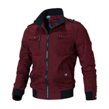 Men's Solid Color Zipper Multiple Pockets jacket - Weriion