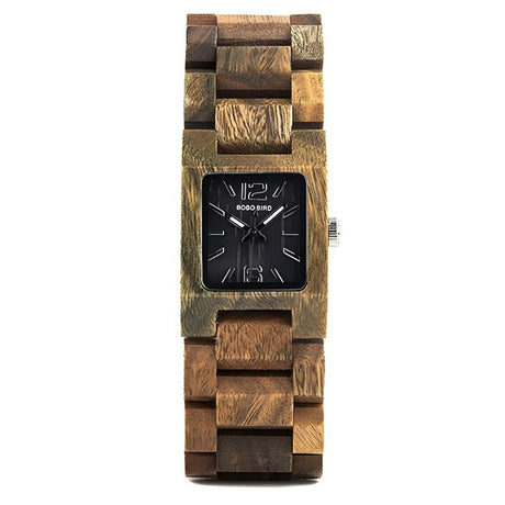 Men's Square Shaped Dial Wood Watch - Weriion