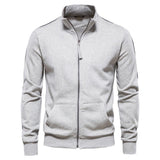 Men's Stand Collar Long - Sleeve Zipper Sweatshirt Sweaters - Weriion