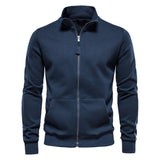 Men's Stand Collar Long - Sleeve Zipper Sweatshirt Sweaters - Weriion