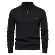 Men's Stand Collar Sweater Fashion Half - zipper Solid Color Striped Knit Sweater High Quality Slim Fit Top Clothing - Weriion