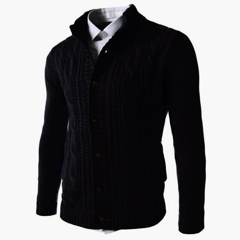 Men's Stand Collar Sweater Knit Button Cardigan Tops Men's Clothing - Weriion