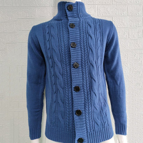 Men's Stand Collar Sweater Knit Button Cardigan Tops Men's Clothing - Weriion