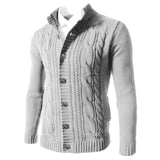 Men's Stand Collar Sweater Knit Button Cardigan Tops Men's Clothing - Weriion