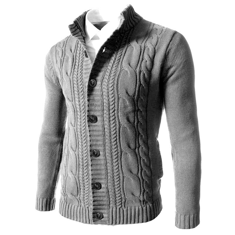 Men's Stand Collar Sweater Knit Button Cardigan Tops Men's Clothing - Weriion