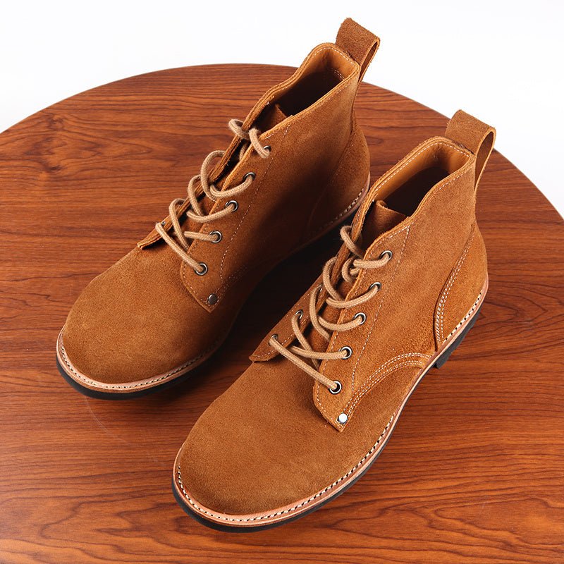 Men's Thick Suede Cowhide Genuine Leather Shoes Boots - Weriion