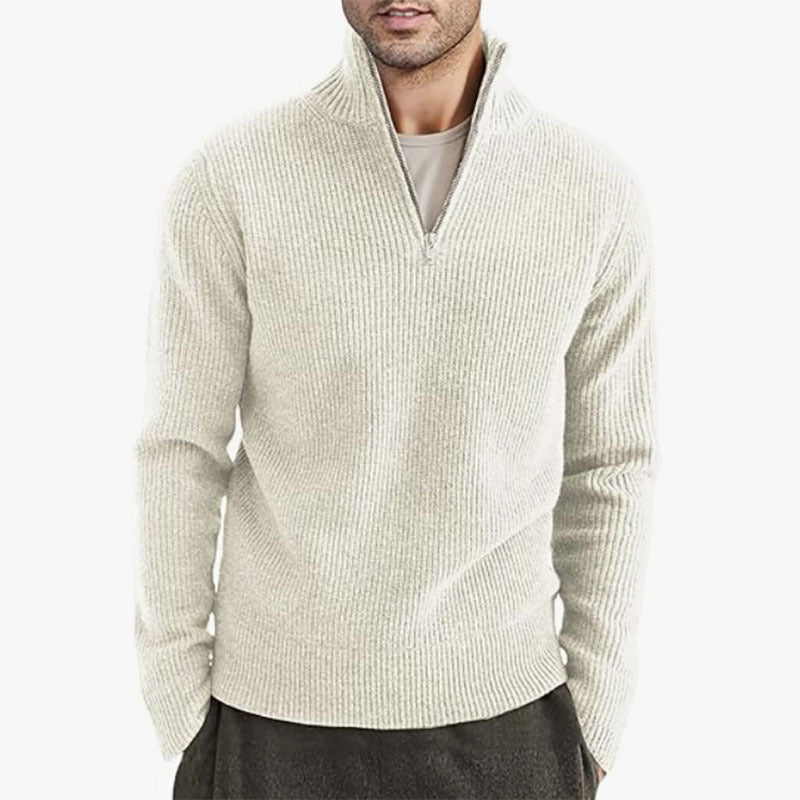 Men's Thickened Warm Zip Collar Sweater - Weriion