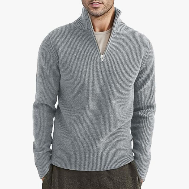 Men's Thickened Warm Zip Collar Sweater - Weriion