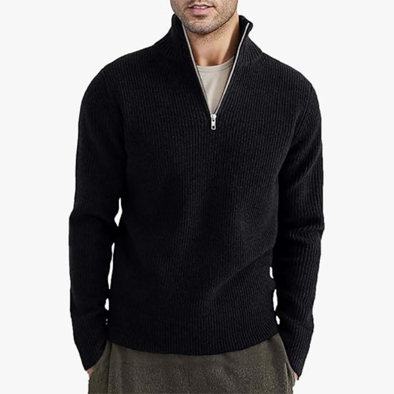 Men's Thickened Warm Zip Collar Sweater - Weriion