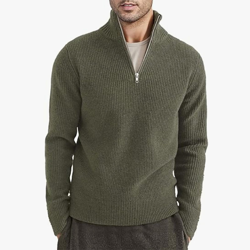 Men's Thickened Warm Zip Collar Sweater - Weriion