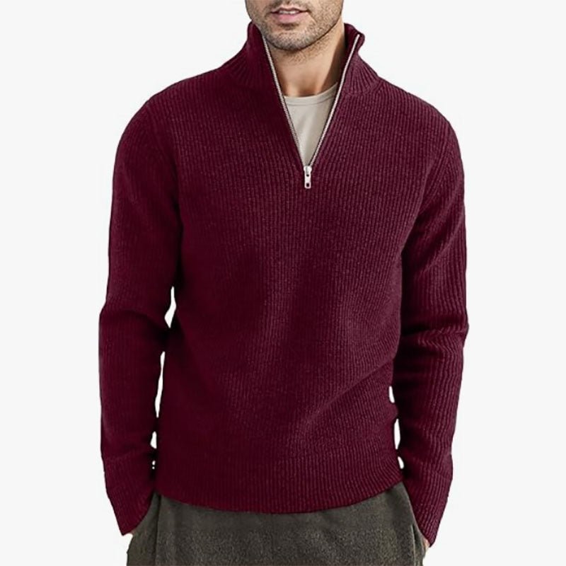 Men's Thickened Warm Zip Collar Sweater - Weriion