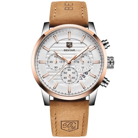 Men's Three Subdials Leather Strap Watches - Weriion