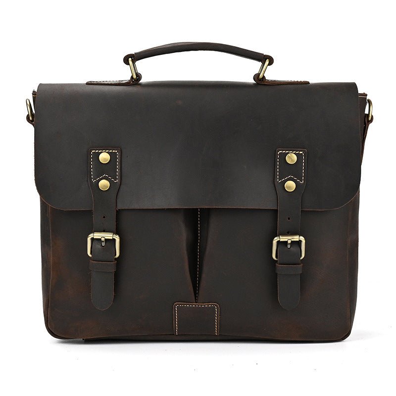 Men's Top Layer Cowhide Leather Messenger Shoulder Bags - Weriion