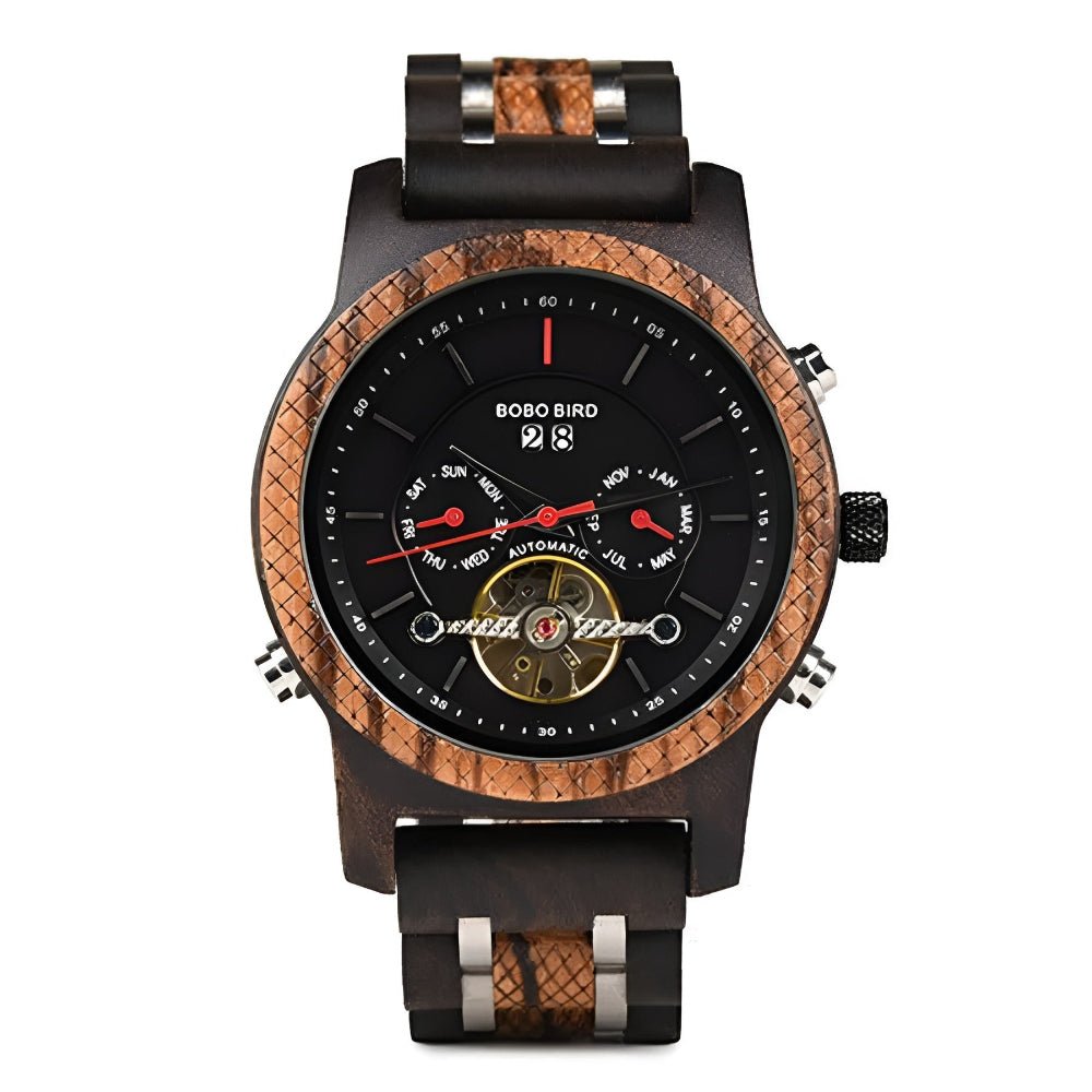 Men's Tourbillon Automatic Mechanical Wood Watch - Weriion