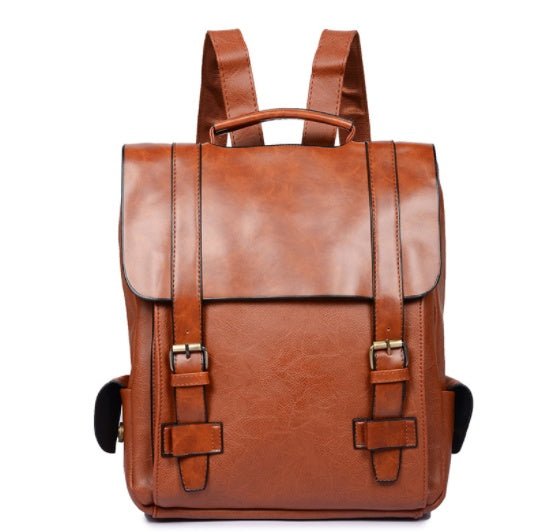 Men's Trendy PU Leather Backpack - Weriion