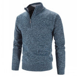 Men's Velvet Half - High Zipper Neck Pullover Sweater - Weriion