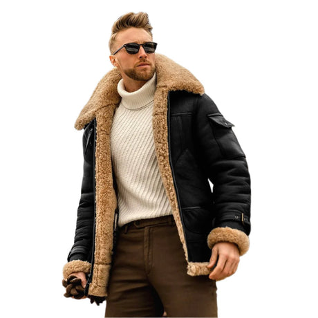 Men's Warm Winter Army Tactical Fleece Jacket With Fur Collar - Weriion