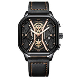 Men's Waterproof Luminous Quartz Watch With Leather Strap - Weriion