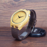 Men's Wood Watch With Leather Strap & Stainless Steel Buckle - Weriion