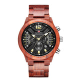 Mens Wooden Sports Quartz Movement Chronograph Watch - Weriion