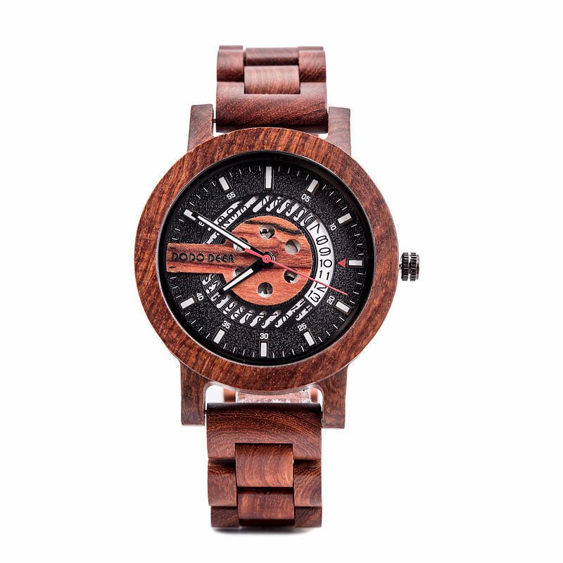 Men's Wooden Turtle Buckle Quartz Watch - Weriion