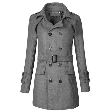 Men's Woolen Autumn And Winter Trench Coat - Weriion