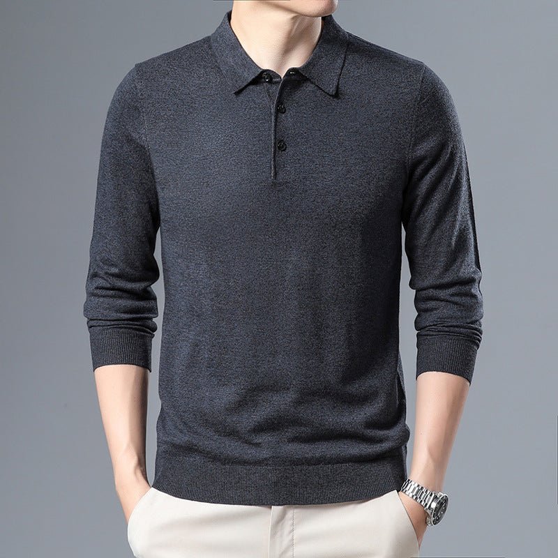 Men's Woolen Spring And Autumn Solid Color Sweater - Weriion