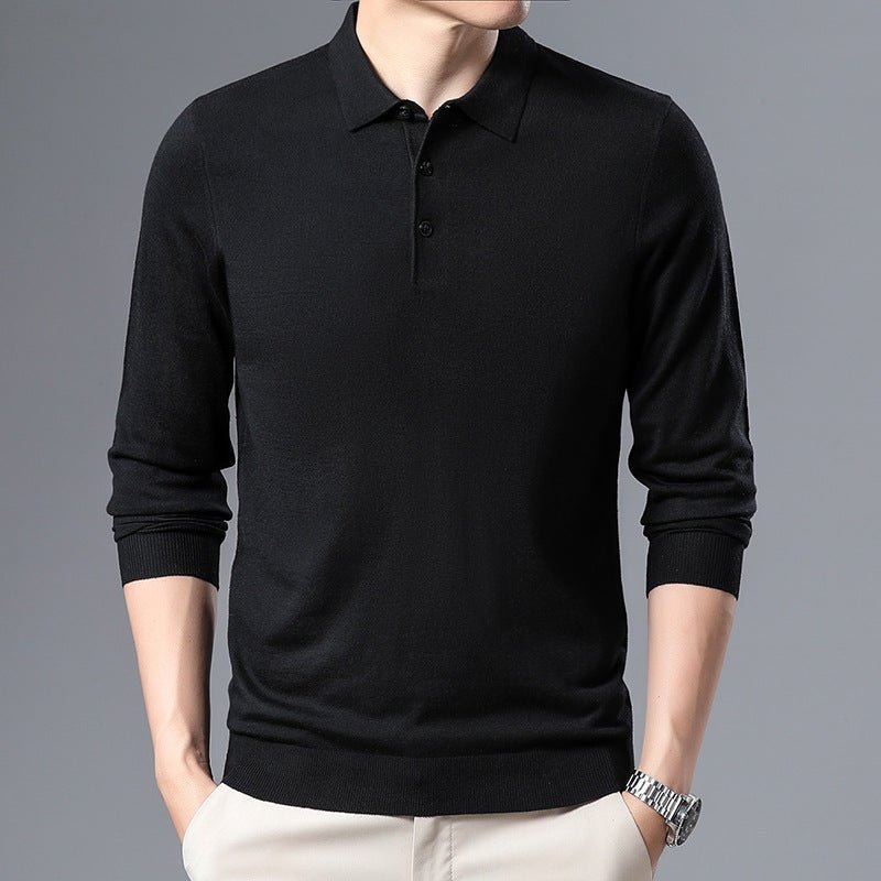 Men's Woolen Spring And Autumn Solid Color Sweater - Weriion