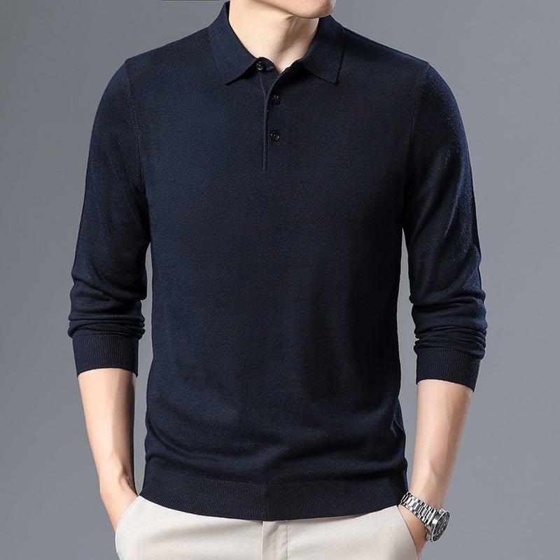 Men's Woolen Spring And Autumn Solid Color Sweater - Weriion