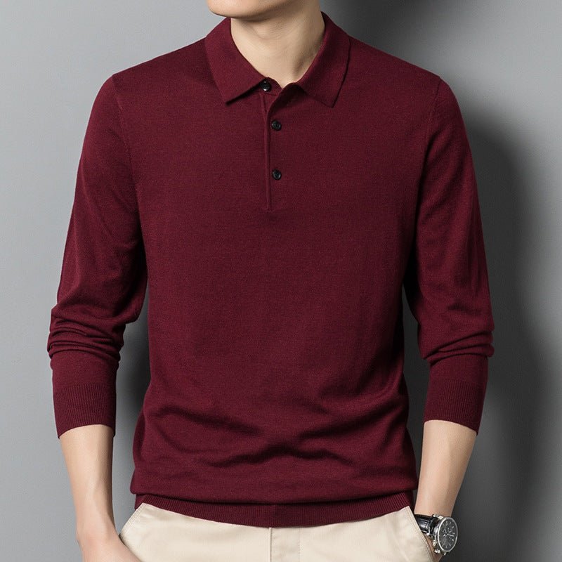 Men's Woolen Spring And Autumn Solid Color Sweater - Weriion