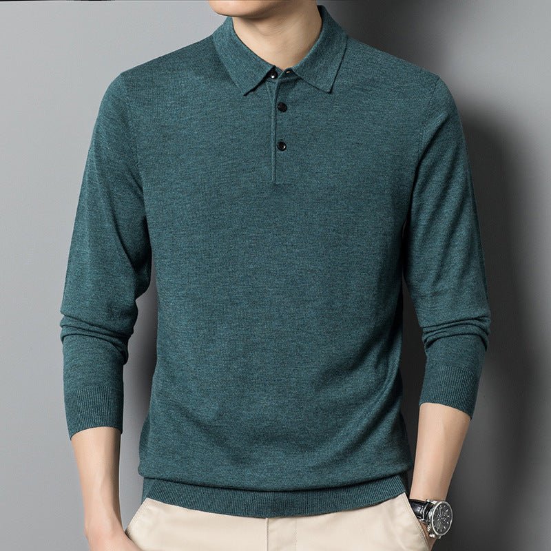 Men's Woolen Spring And Autumn Solid Color Sweater - Weriion