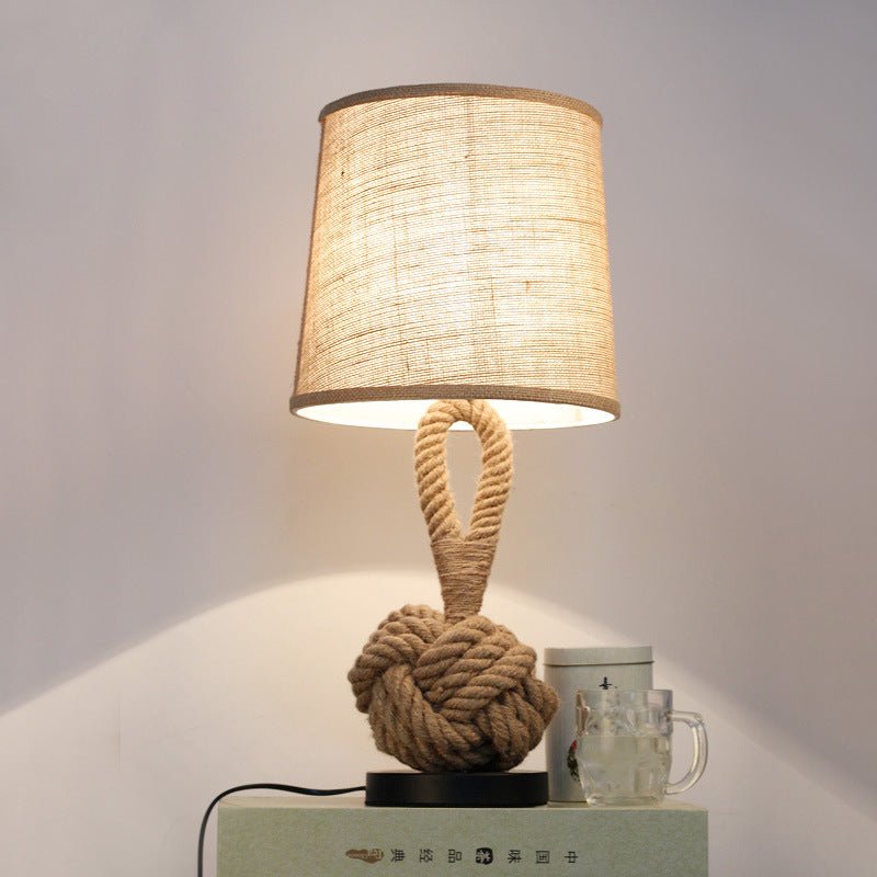 Metal & Craft Hemp Rope Retro Table Bedroom Lamp - Weriion