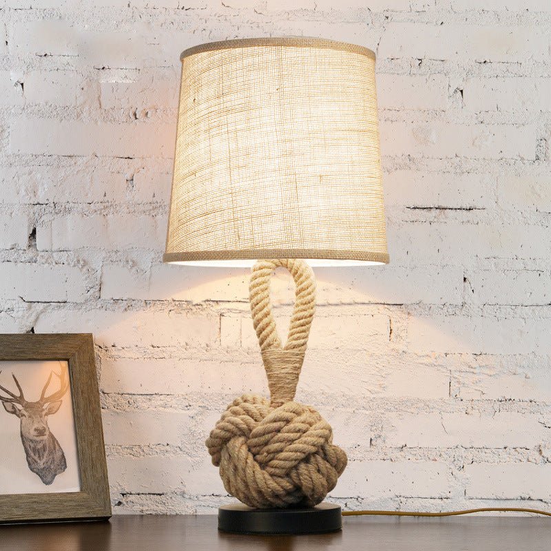 Metal & Craft Hemp Rope Retro Table Bedroom Lamp - Weriion