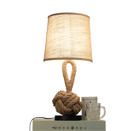 Metal & Craft Hemp Rope Retro Table Bedroom Lamp - Weriion