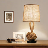 Metal & Craft Hemp Rope Retro Table Bedroom Lamp - Weriion