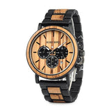 Multifunctional 10M Waterproof Men's Wooden Watch With Three Subdials - Weriion