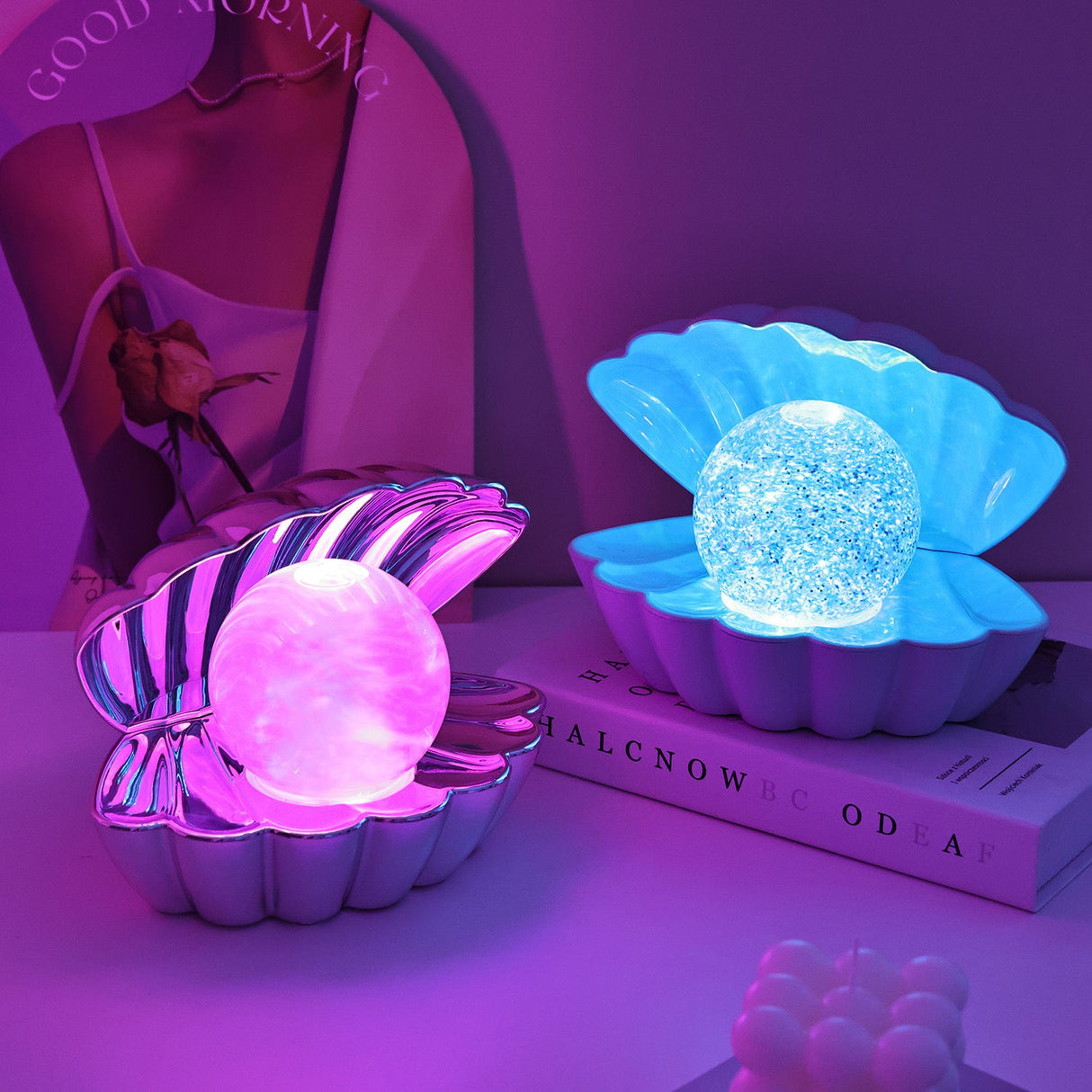 Neon Ambience Light Decorative Ornaments Shell - Shaped Small Night Bedside Table Lamp - Weriion