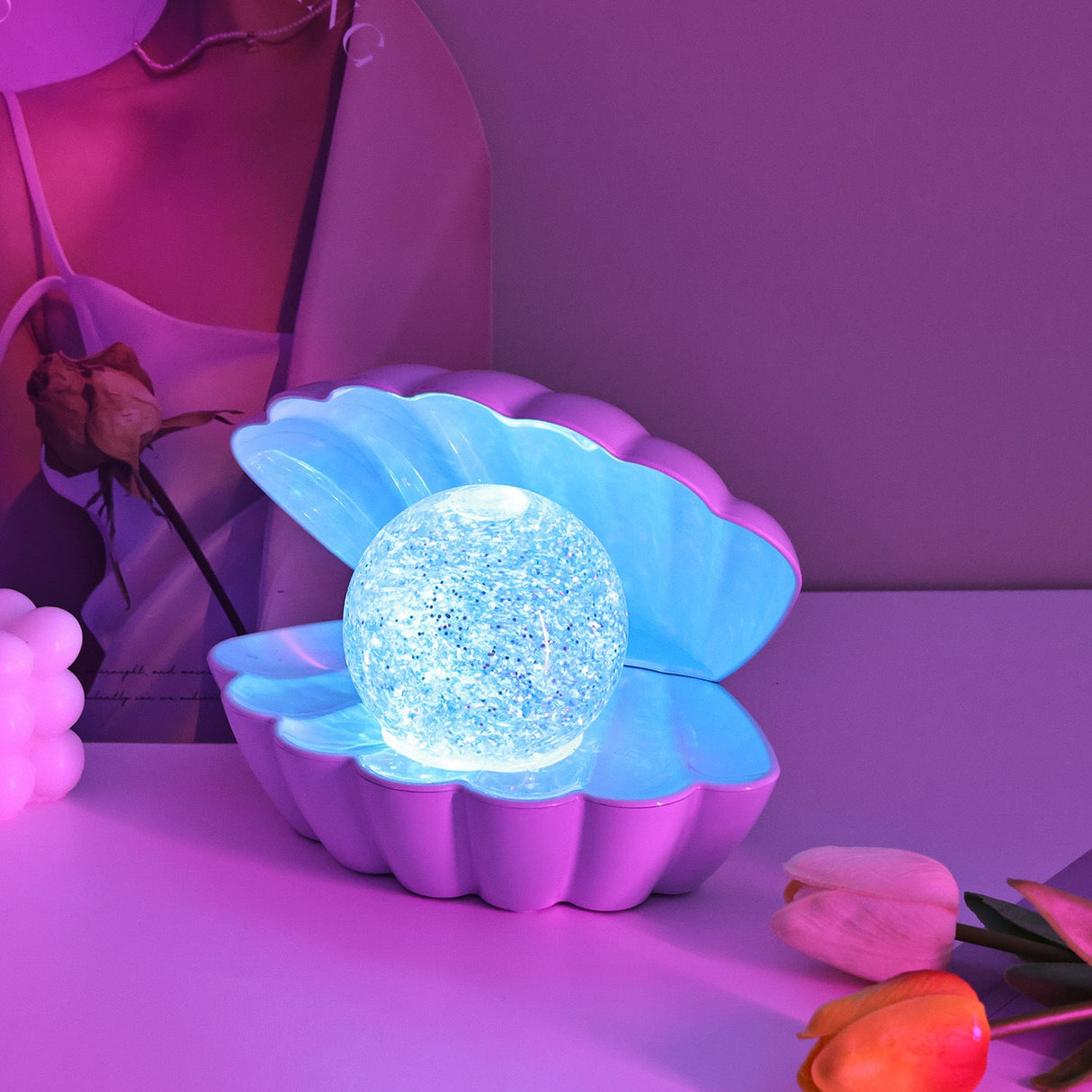 Neon Ambience Light Decorative Ornaments Shell - Shaped Small Night Bedside Table Lamp - Weriion