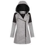 Oblique Zipper Hooded Thickened Thermal Mid - Length Trench Coat - Weriion