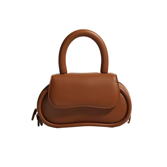 Oval Shaped Genuine Leather Handbag - Weriion