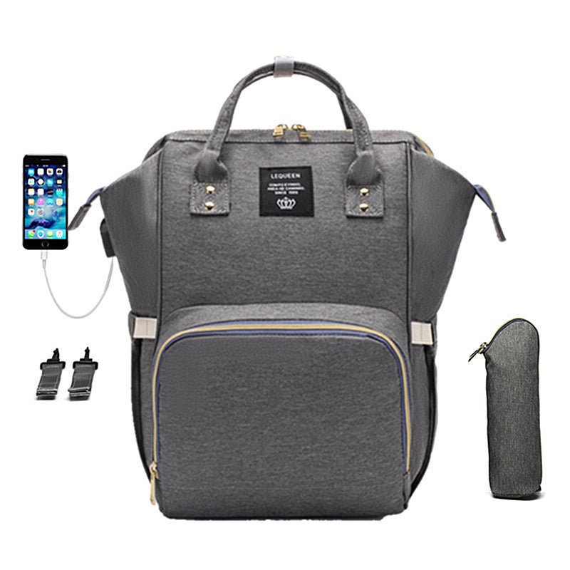 Oxford Cloth Mommy Diaper Bag With USB Charging Port - Weriion