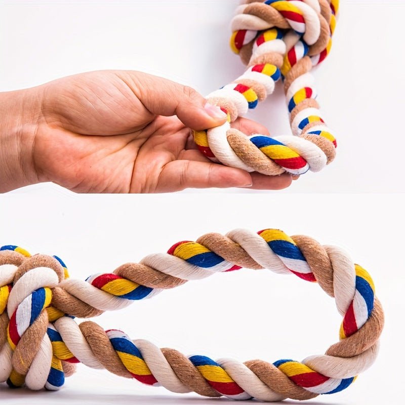 Pet Large Rope Knot Teeth Grinding Cleaning Cat Dog Interactive Chew Toy Training Supplies - Weriion