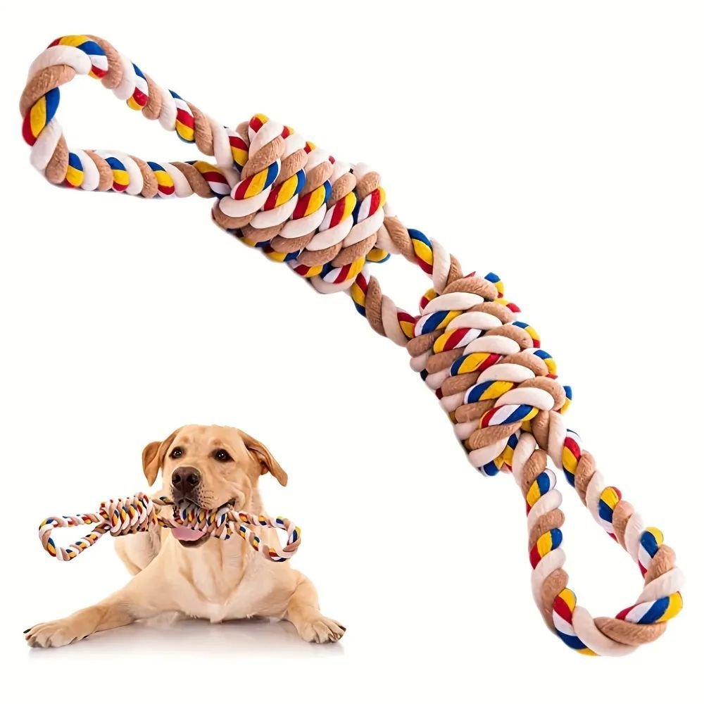 Pet Large Rope Knot Teeth Grinding Cleaning Cat Dog Interactive Chew Toy Training Supplies - Weriion