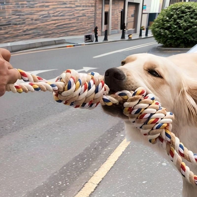 Pet Large Rope Knot Teeth Grinding Cleaning Cat Dog Interactive Chew Toy Training Supplies - Weriion